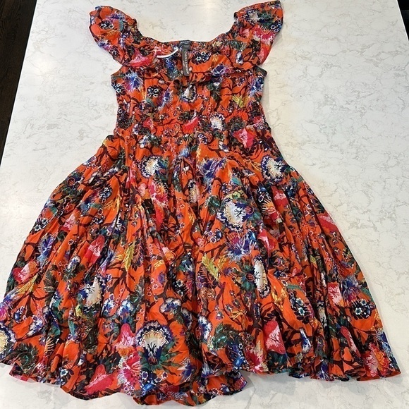 Chelsea&Theodore Peasant Maxi Dress Voile Red Multi Adjustable Neckline 3X Boho - Picture 15 of 16